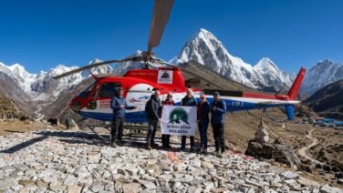 Group photo before helicopter flight, Everest Base Camp Trek with Helicopter Return