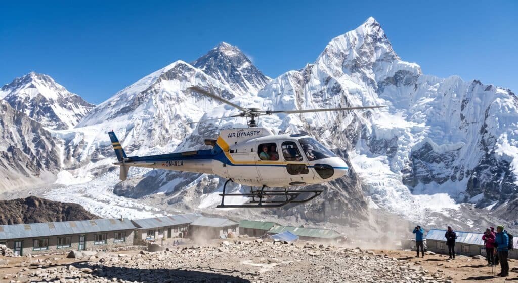 pick up from Gorakhshep for everest basecamp helicopter return guide